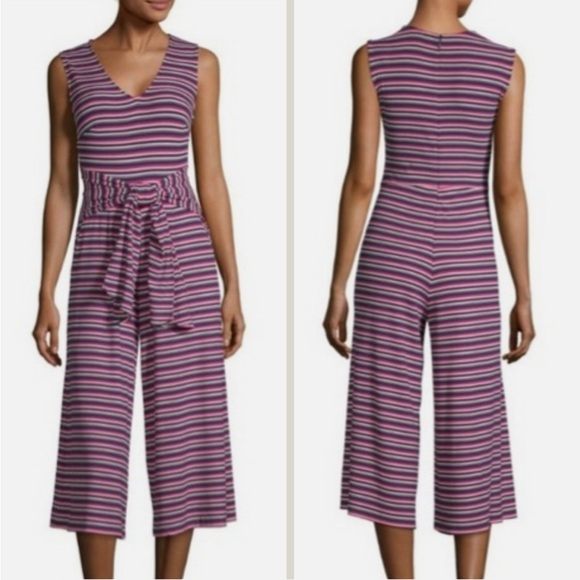a.n.a Pants - A.N.A striped jumpsuit sleeveless v-neck EUC